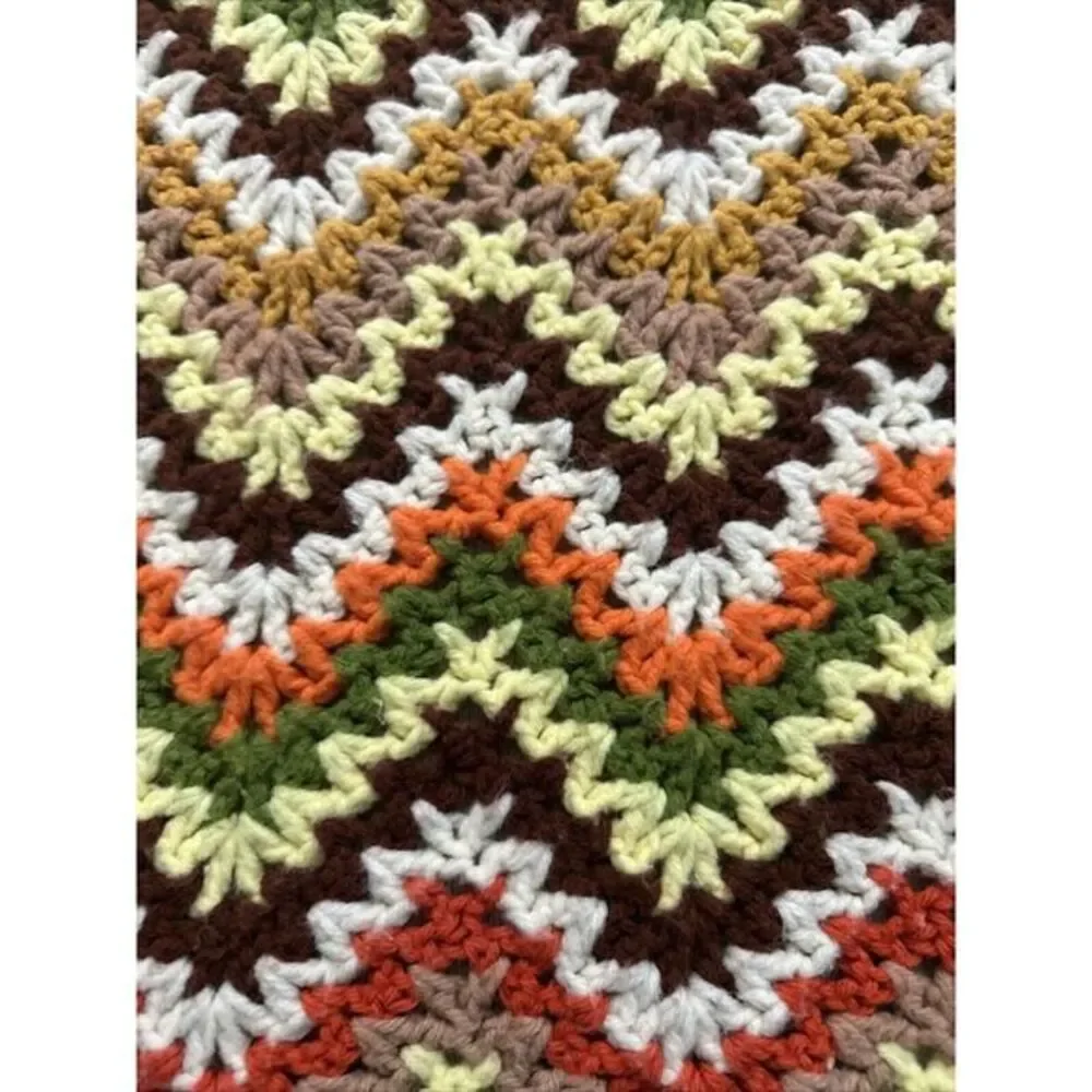 Vintage Crochet Chevron‎ Zig Zag Pattern Throw Blanket Afghan 69